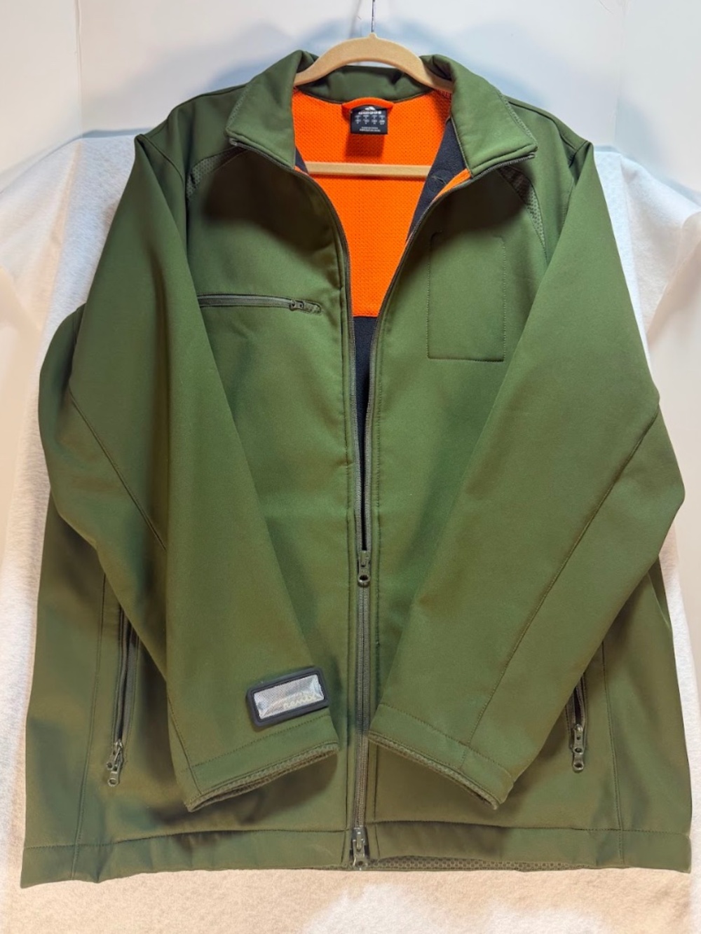 Adidas Softshell Tactical Jacket Mens Small Olive Green Fleece Lined Full Zip